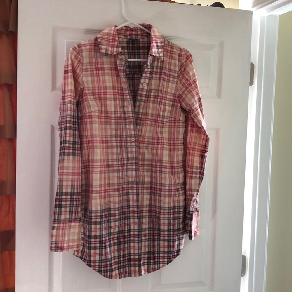 Free people tunic length button down shirt